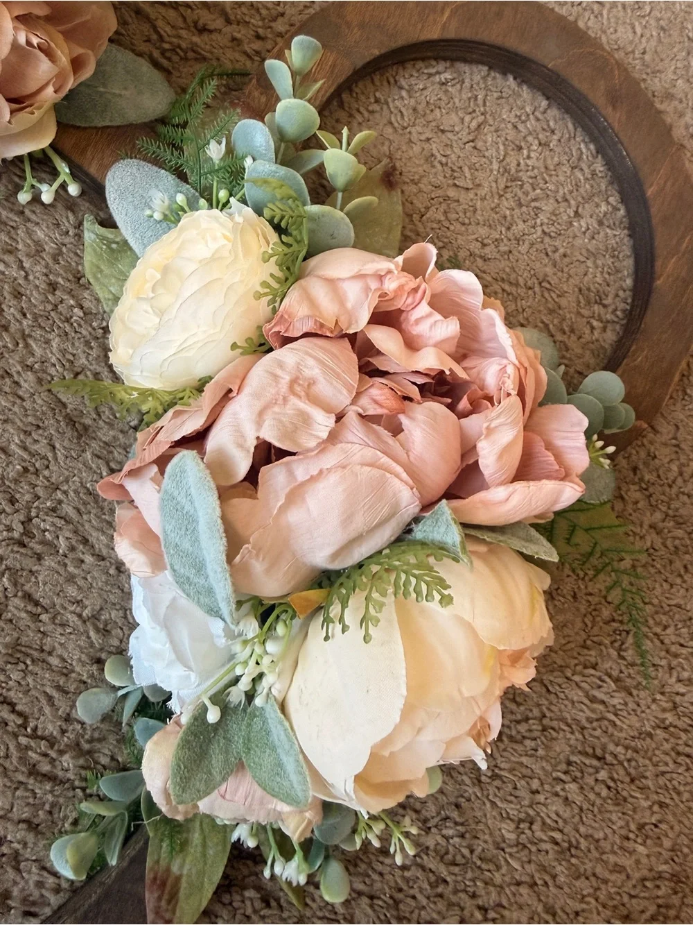 Wooden Floral Mickey Wreath - Cream and Blush Home Accent